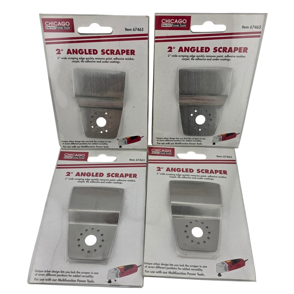 Chicago Electric 2" Angled Scraper 67463 Oscillating Multi-Tool 4pk Silver NEW
